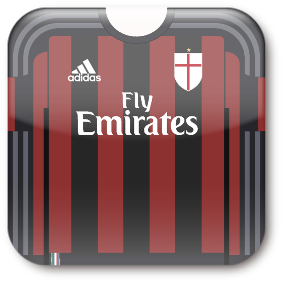 クラブチーム ユニフォームイラストアイコン(セリエA：ACミラン:Associazione Calcio Milan s.p.a) - tanatanatanatana & tanaユニフォーム工場